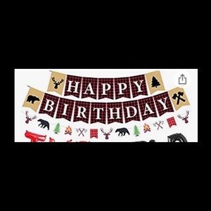 Birthday Decorations lumber Jack theme 2 birthday banners